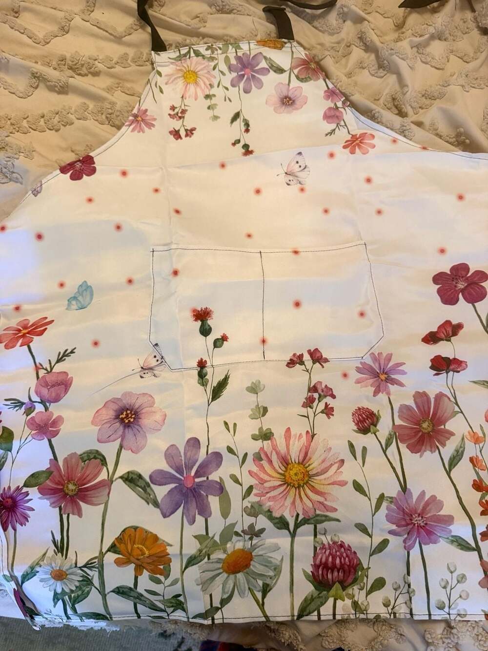 Picia Wildflower Watercolor Adjustable Bib Apron With Pockets